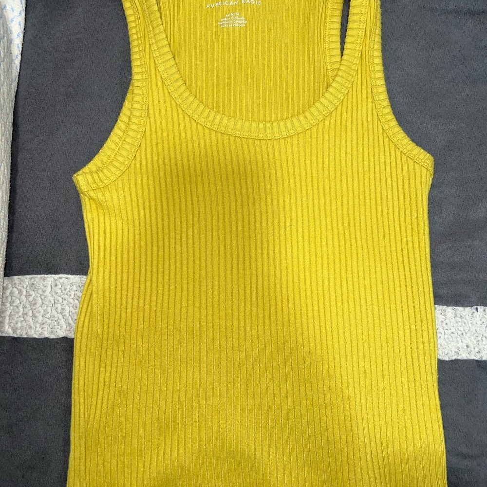 American Eagle Outfitters Yellow Ribbed Tank Top